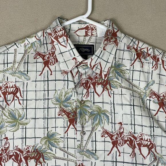 Roper Shirt Mens Extra Large White Horseback Riding Western Button Up Adult - Picture 2 of 8